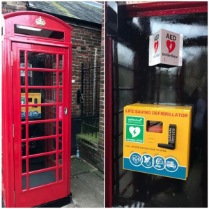 New defibrillator unveiled in old Angel Hill phone box