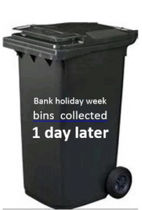 Bin collection day changes for bank holiday Monday week
