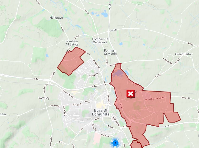 Water pump failure causing supply issues in Bury St Edmunds