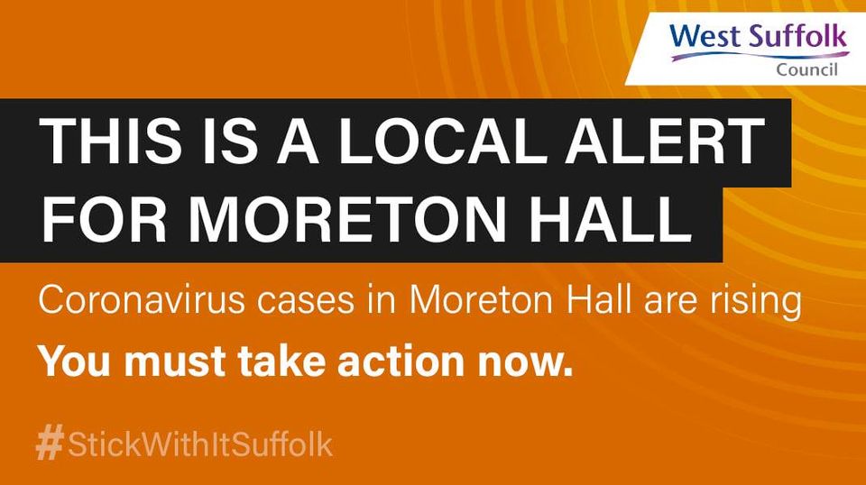 West Suffolk Council issue warning after coronvirus cases rise in Moreton Hall