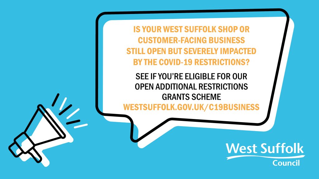 New grant available for open shops and businesses in West Suffolk impacted by COVID restrictions