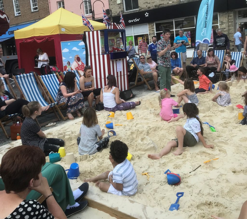 The urban beach will return to the town centre, near Moyses Hall  (photo: Mark Cordell, Our Bury St Edmunds)